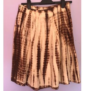 Michael Kors Brown & Cream Tie-Dye Midi Skirt